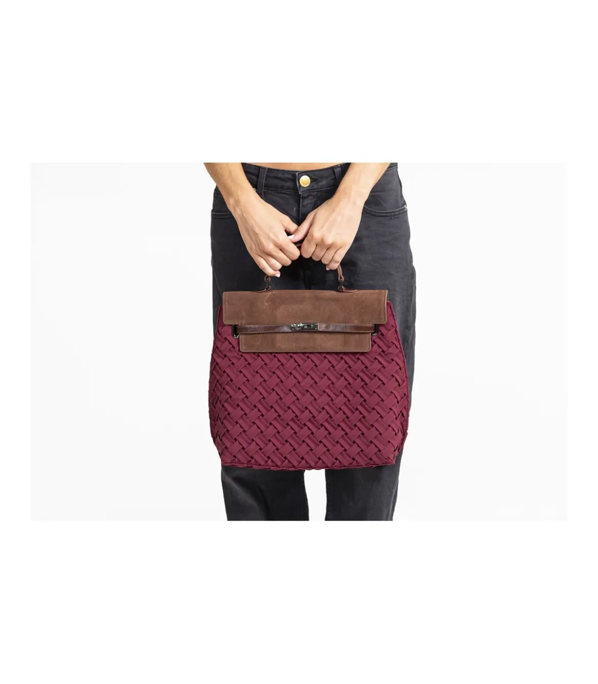 Bolso Mochila Solapa Plisado Trenza Christine