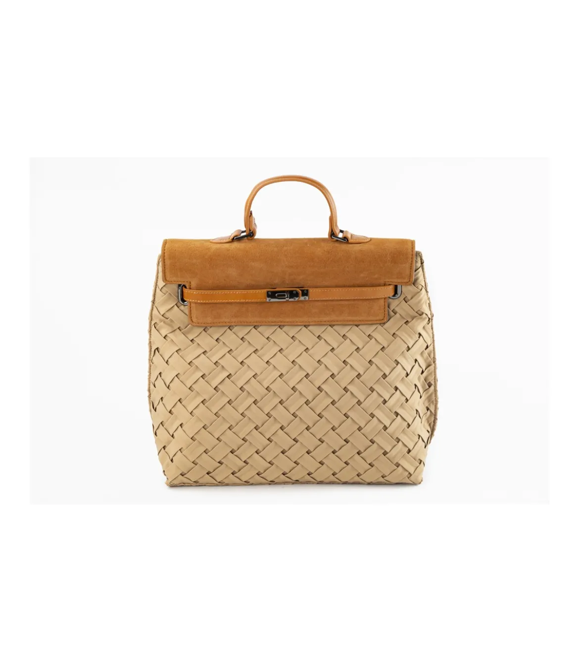 Bolso Mochila Solapa Plisado Trenza Christine