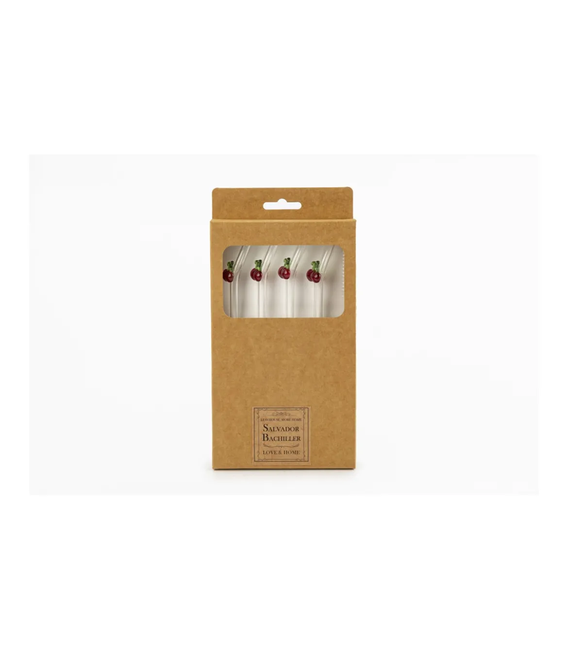 Set De 4 Pajitas Cerezas Con Cepillo Love&home