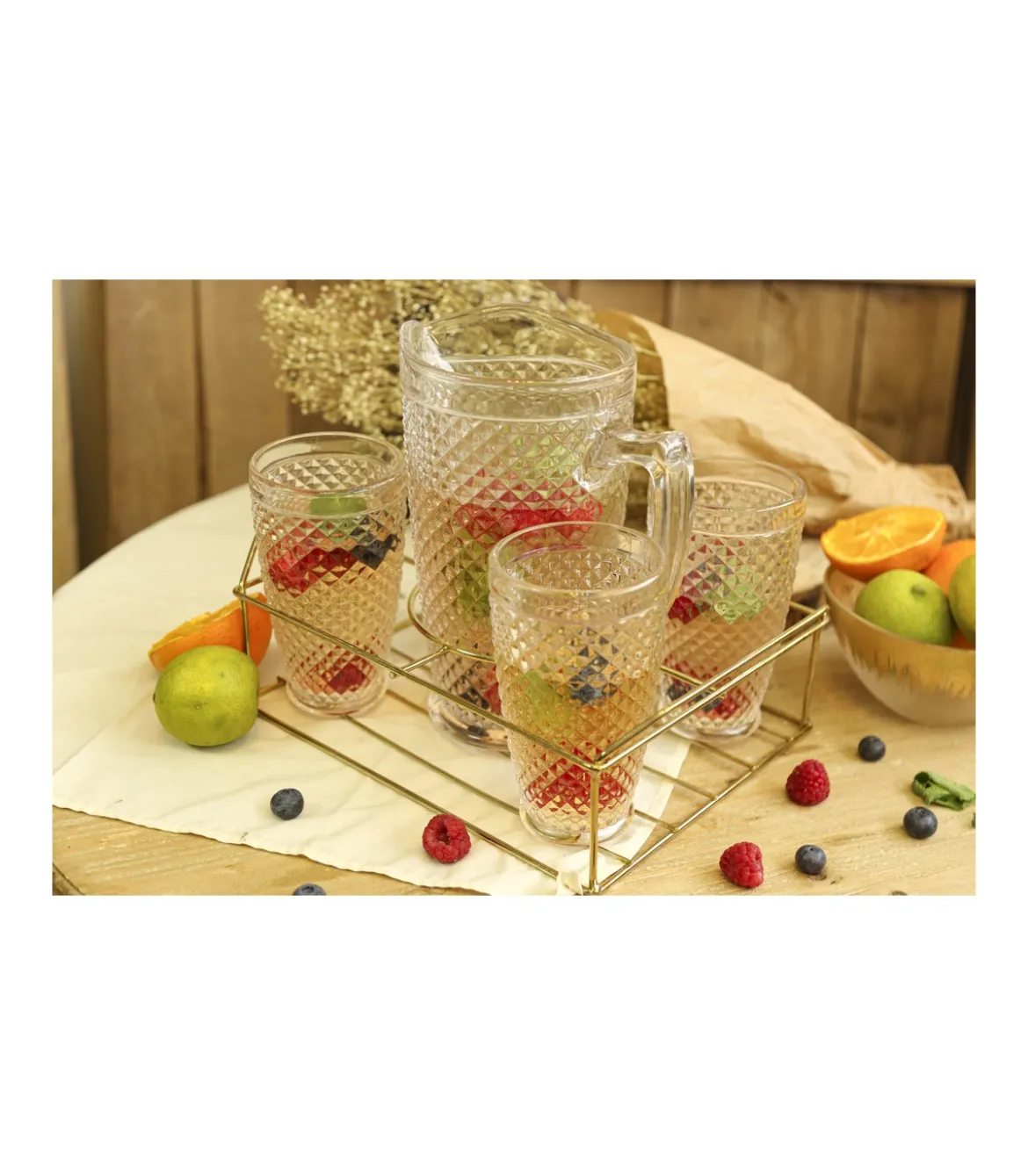 Set Jarra Y 4 Vasos 350ml Love&home