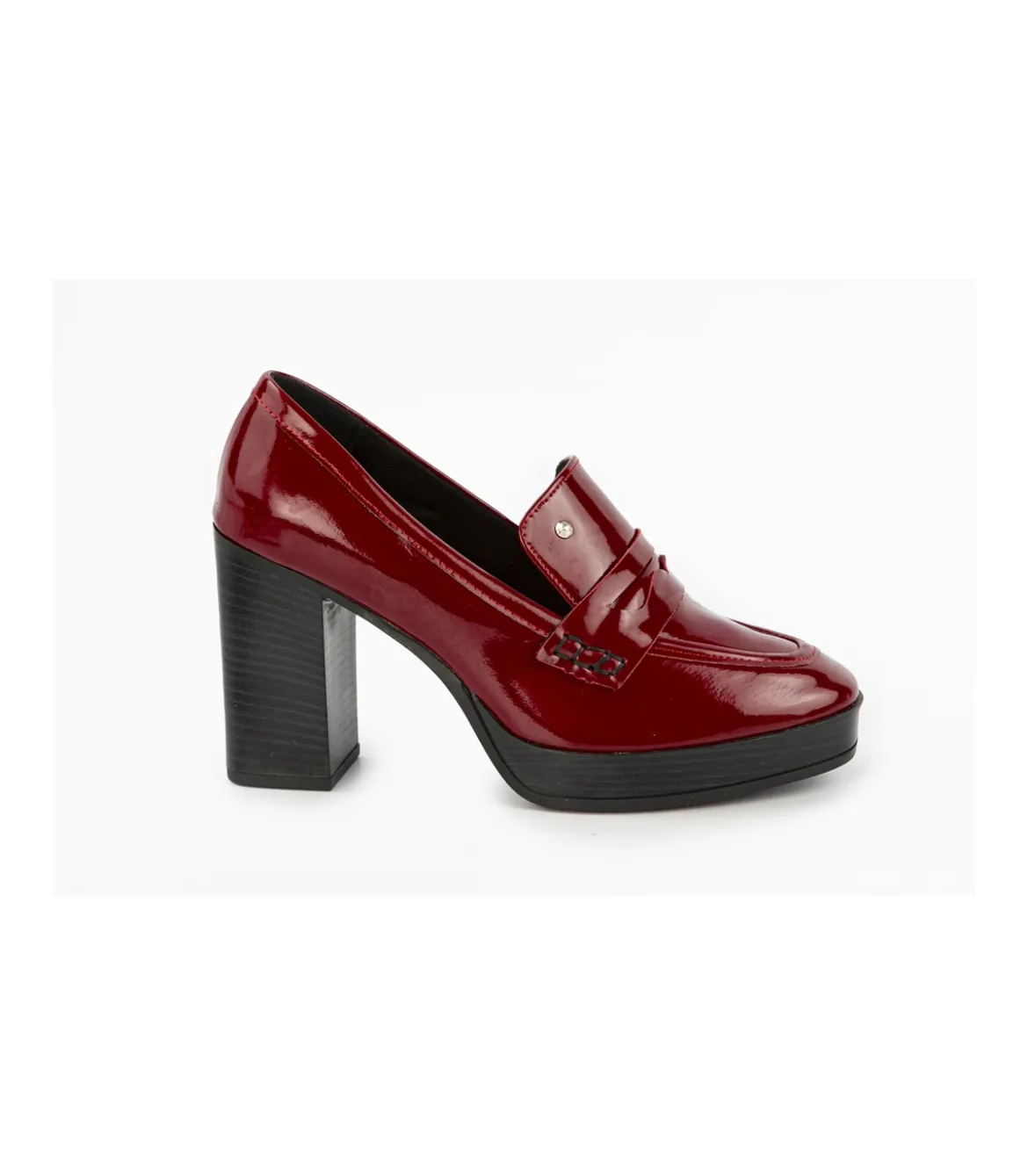Zapato Mocasin Con Tacon Charol Mauve