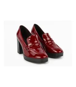 Zapato Mocasin Con Tacon Charol Mauve