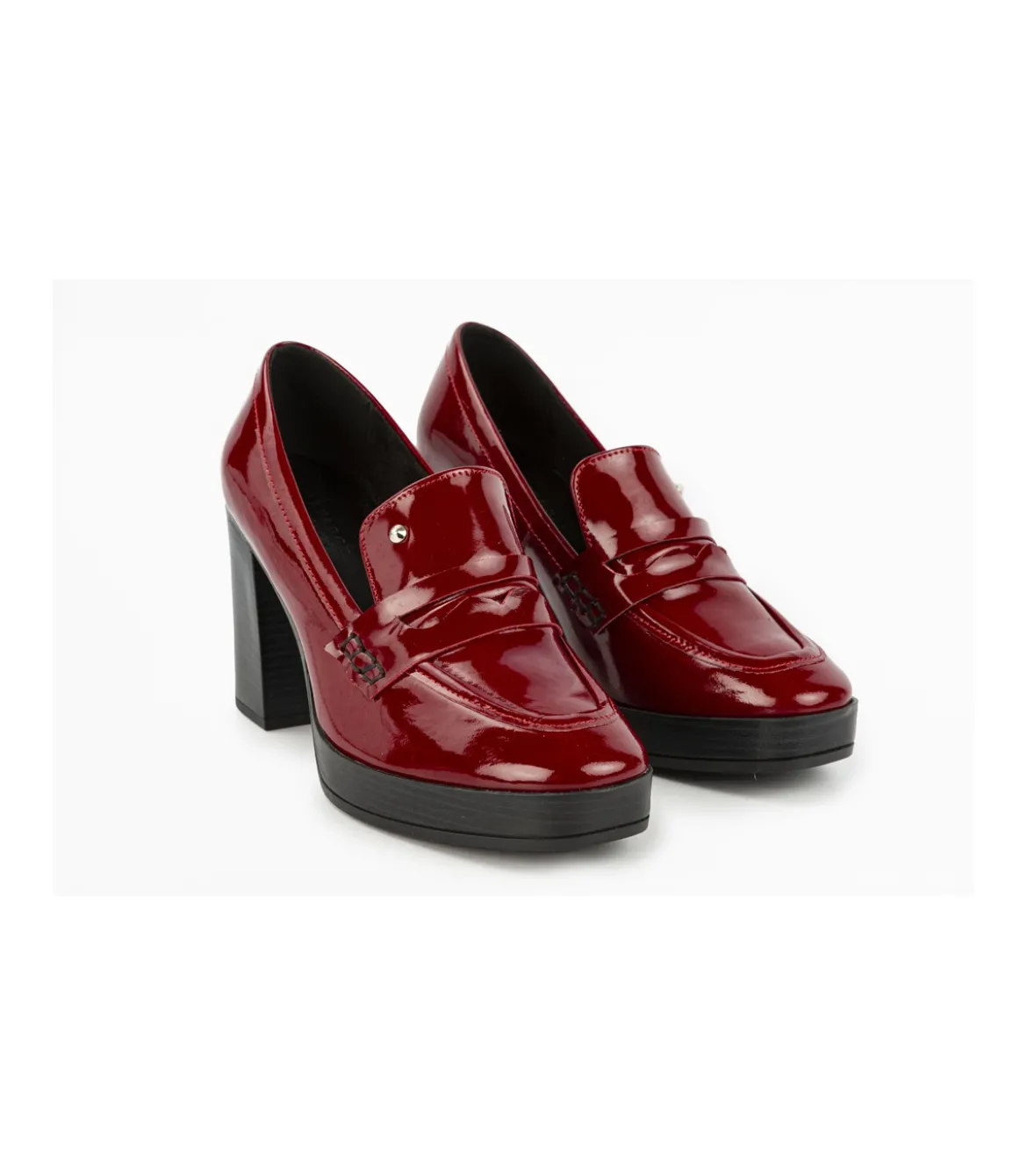 Zapato Mocasin Con Tacon Charol Mauve